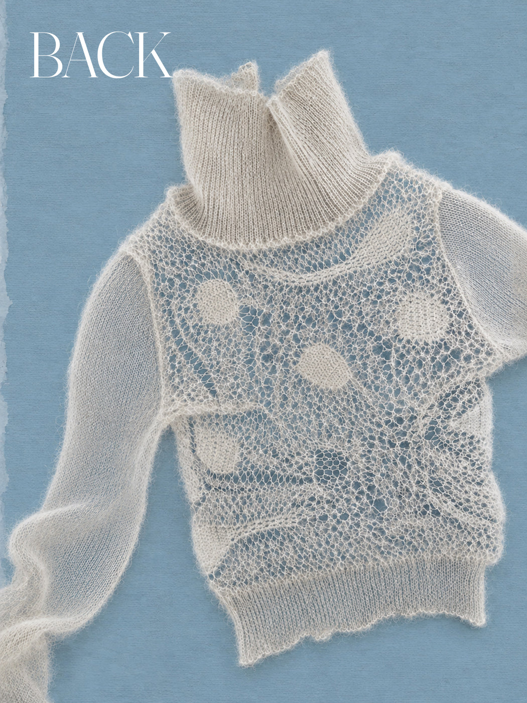 Cashmere Mohair Knit Cardigan in Ivory & Ocean Blue